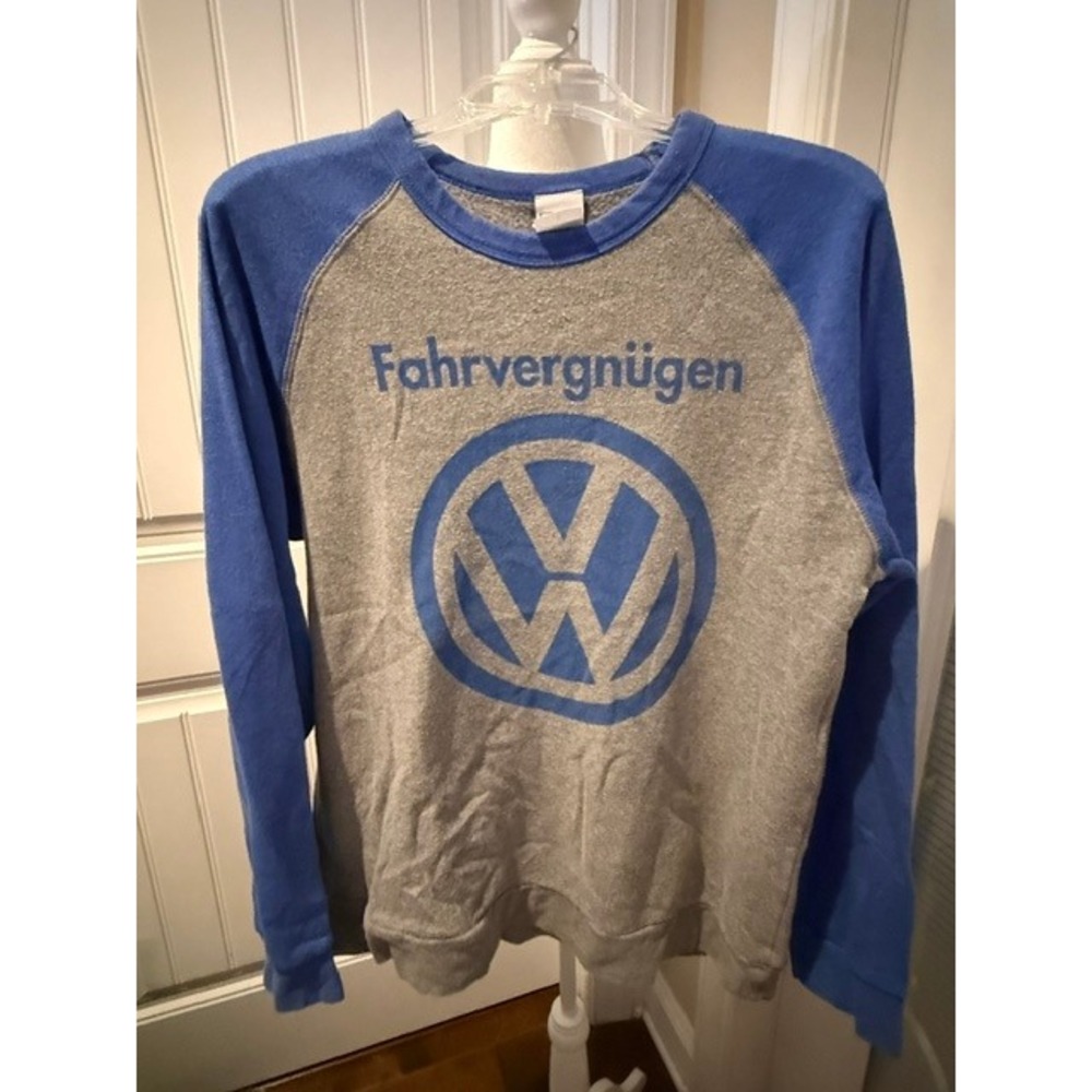 Volkswagen Fahrvergnugen Raglan Sweatshirt Grey Blue Logo Mens Large